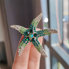 Shiny silver starfish animal pin