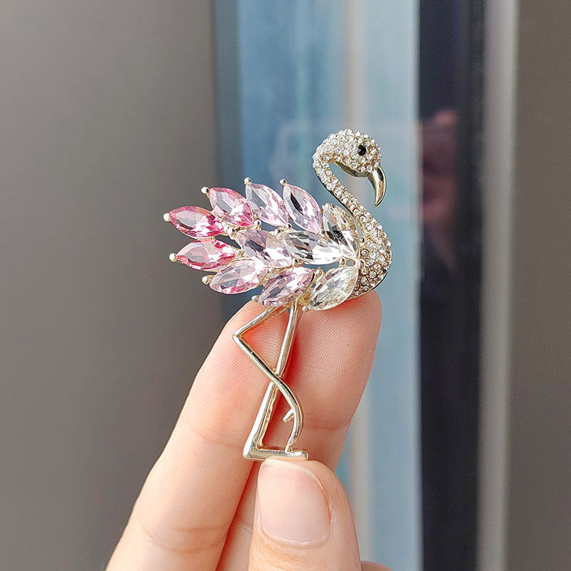 Elegant Flamingo Pin with crystal embellishments