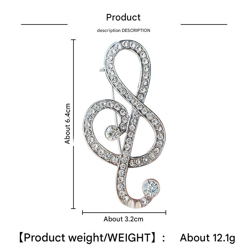 Unique Heart-Shaped Musical Note Brooch Front View