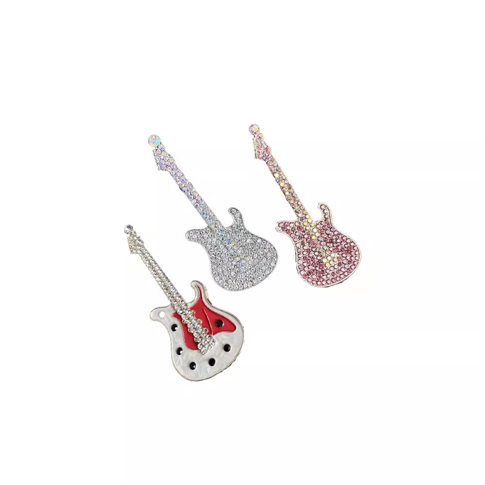 unique rhinestone guitar accessory on hat