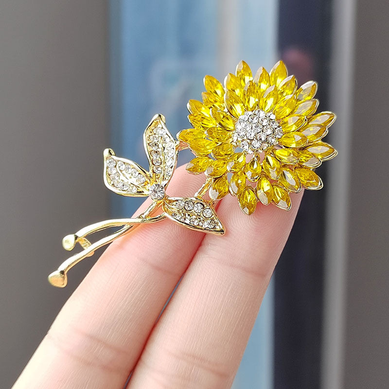 Stylish Crystal Wheat Spike Brooch on display