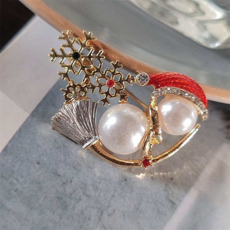 Cute holiday brooch on a casual outfit