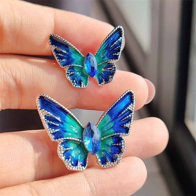 Close-up of crystal butterfly brooch