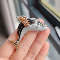 Dolphin design brooch with vibrant enamel