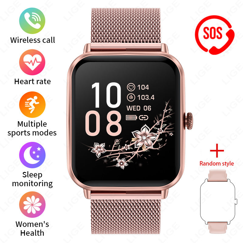 Smartwatch showing heart rate tracking on screen