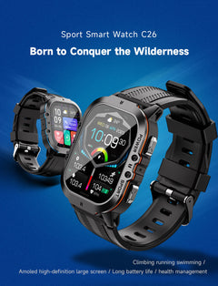 C26 smartwatch front view with vibrant display