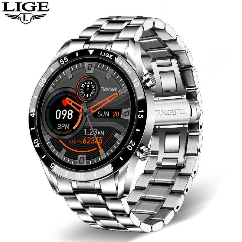 LIGE smartwatch on a charging dock