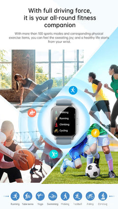 Y3 smartwatch with fitness tracking features shown