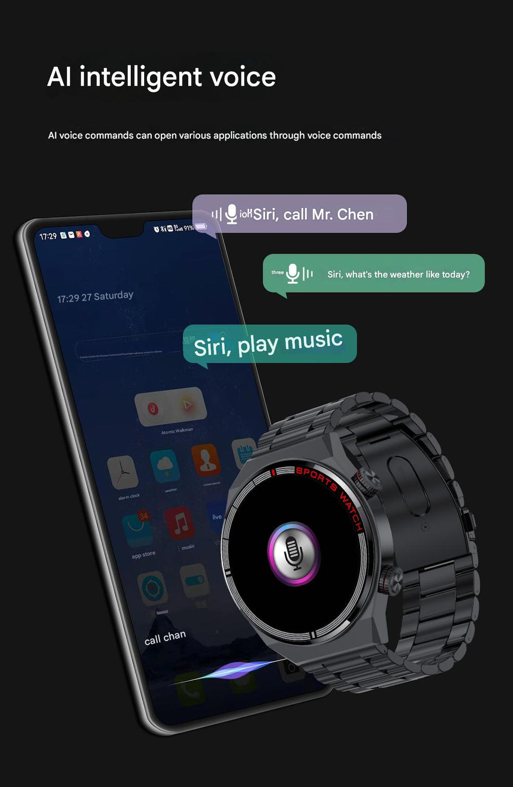 Smartwatch showcasing different leather band styles