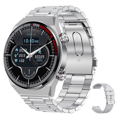 Smartwatch with leather band in elegant setting