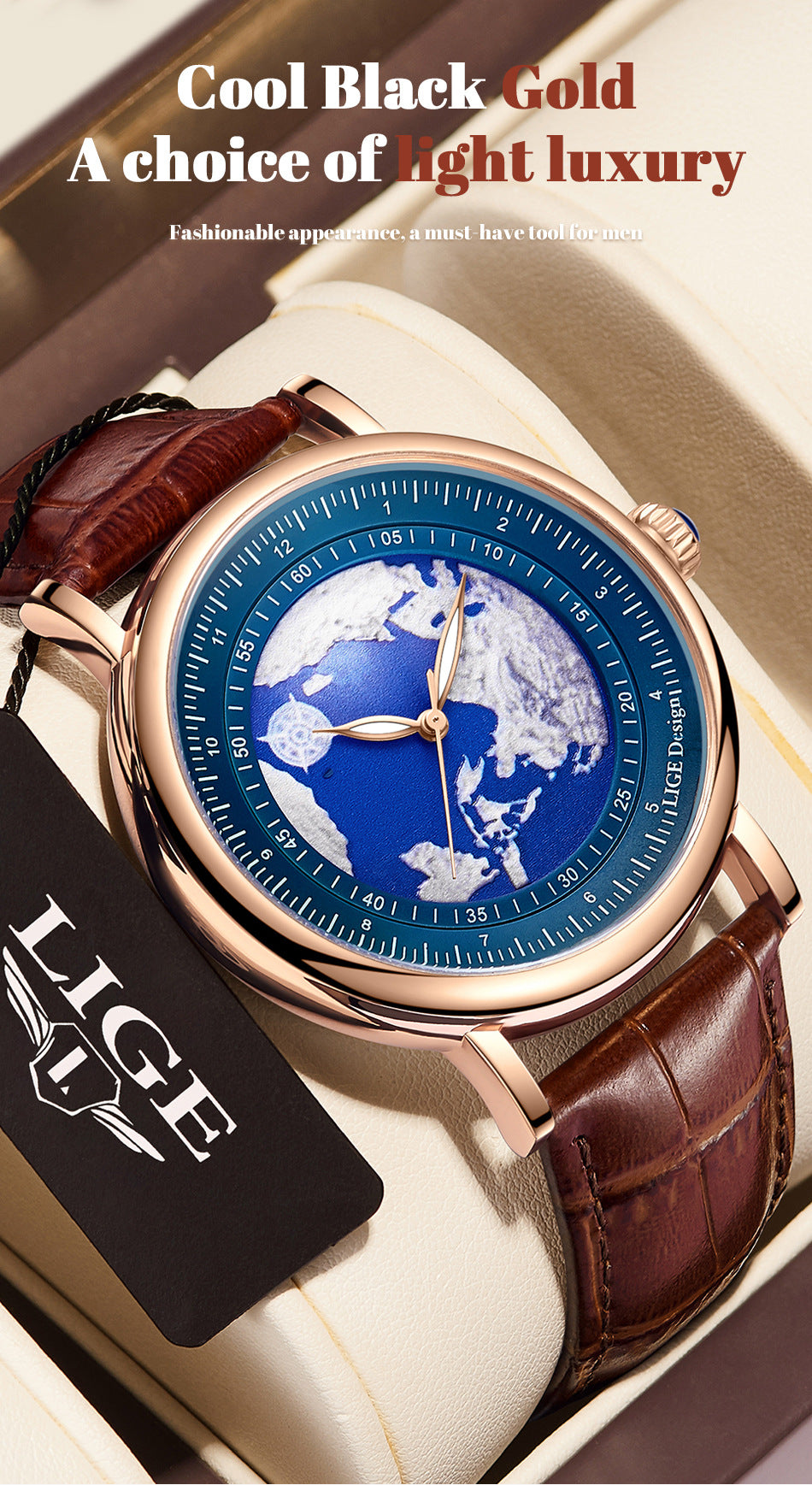 LIGE watch showcasing water resistance