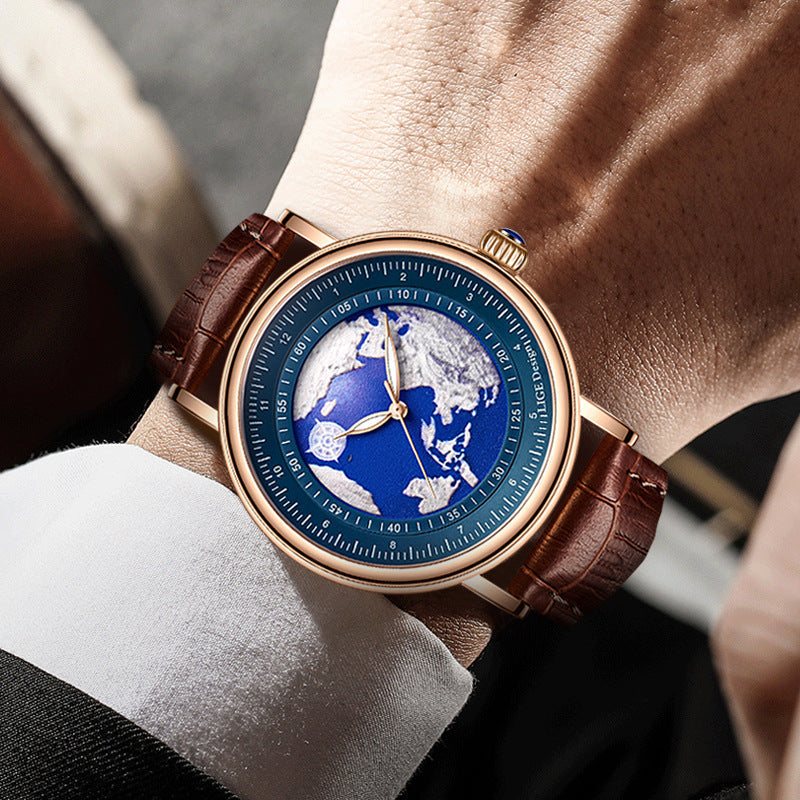 LIGE watch with leather band
