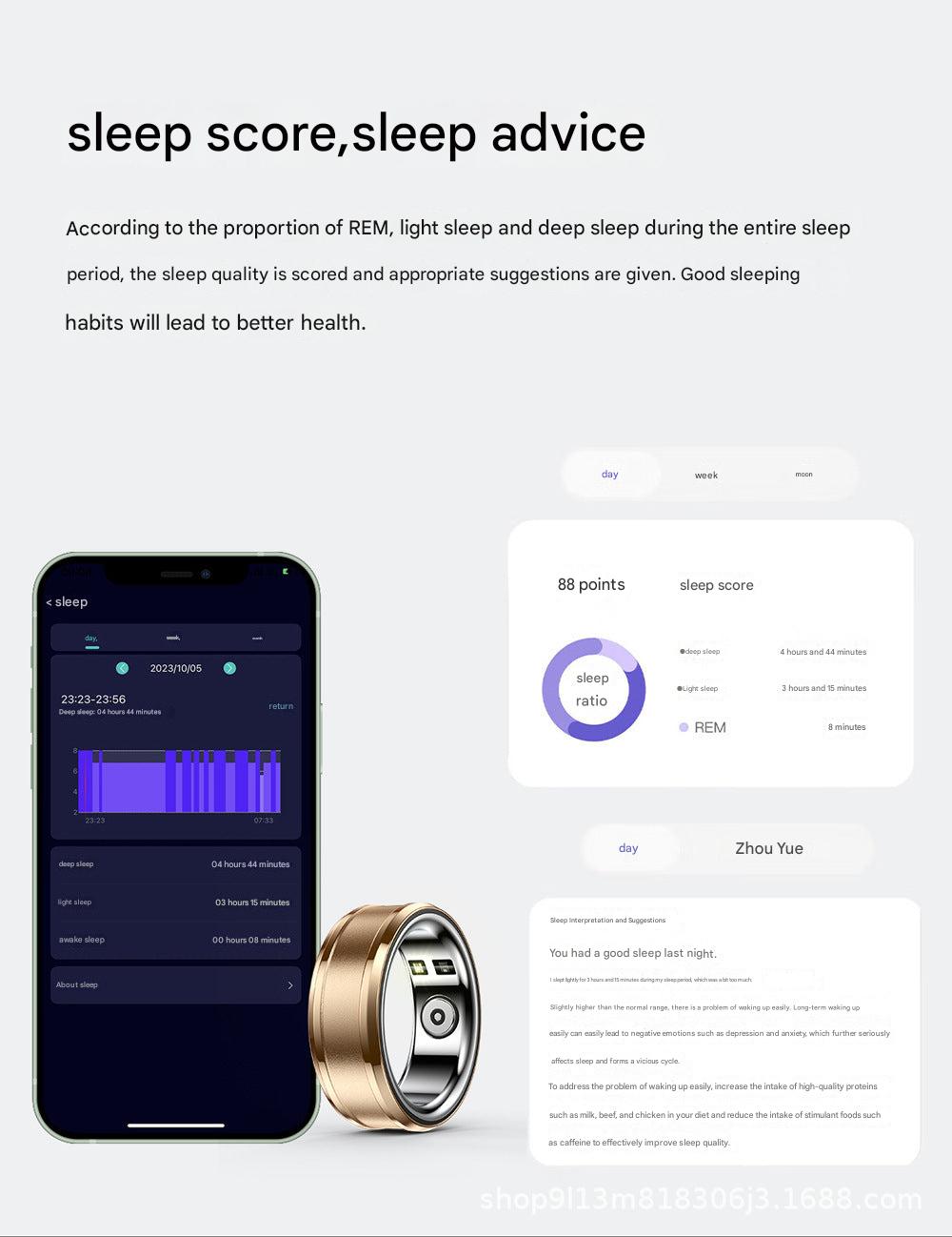 Smart Health Ring R3 showing health metrics