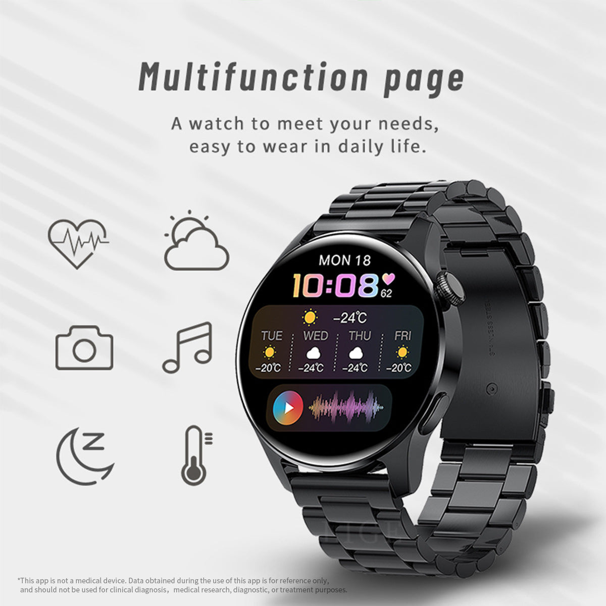 close up of LIGE watch features