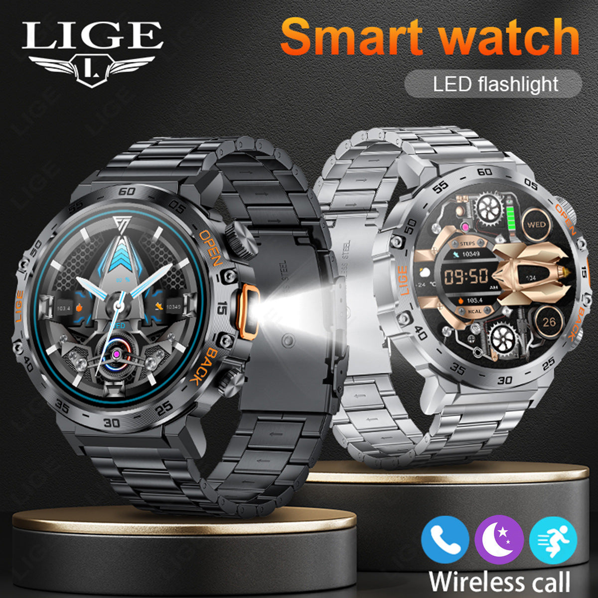 Close-up of the waterproof sports watch