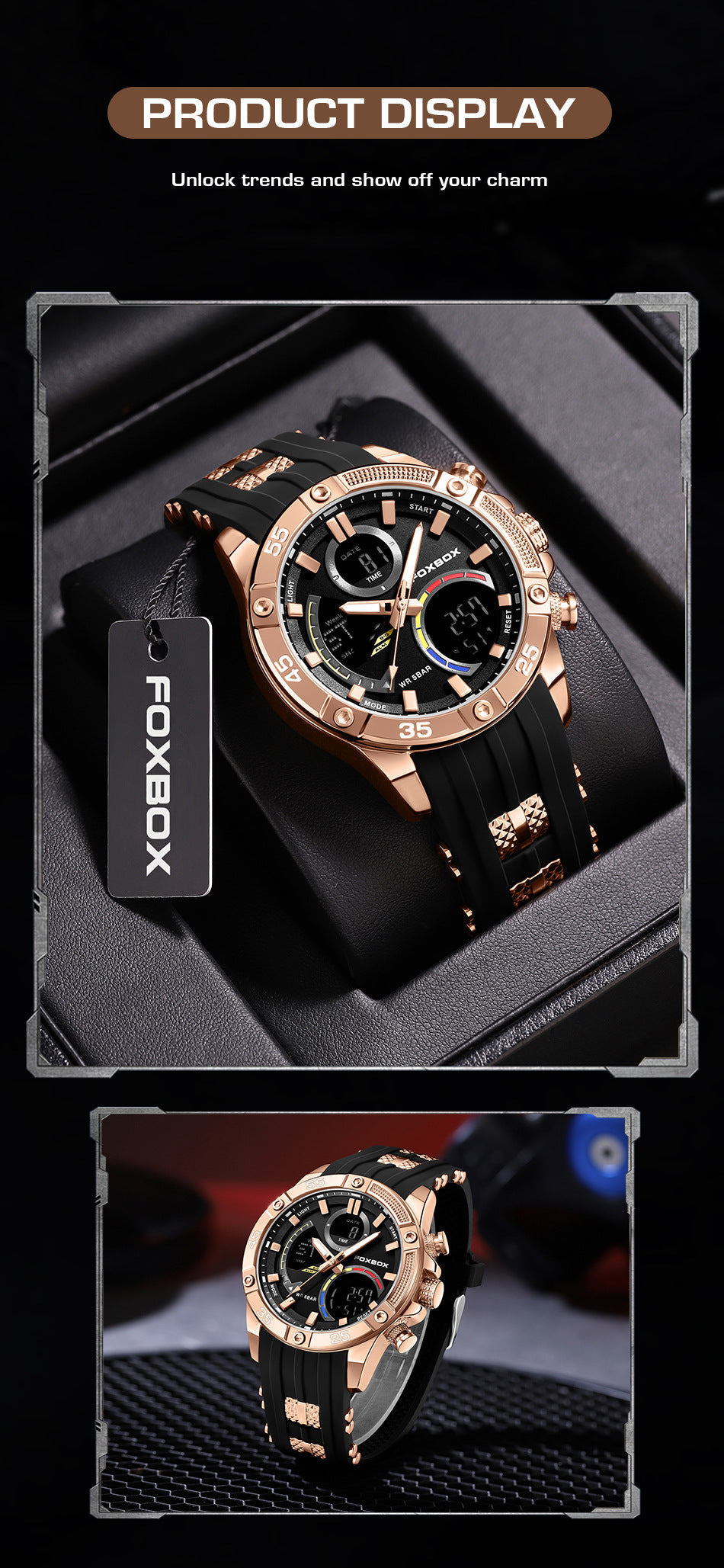 Black-orange sports watch suitable for athletes