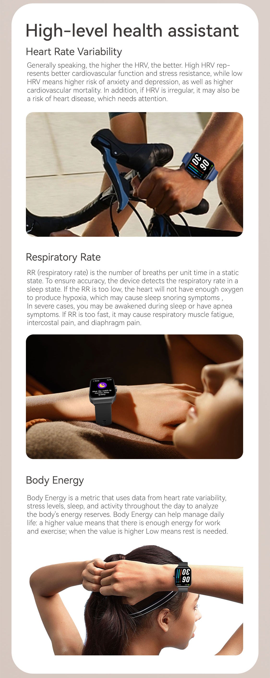 LIGE Smart Watch with magnetic charger close up