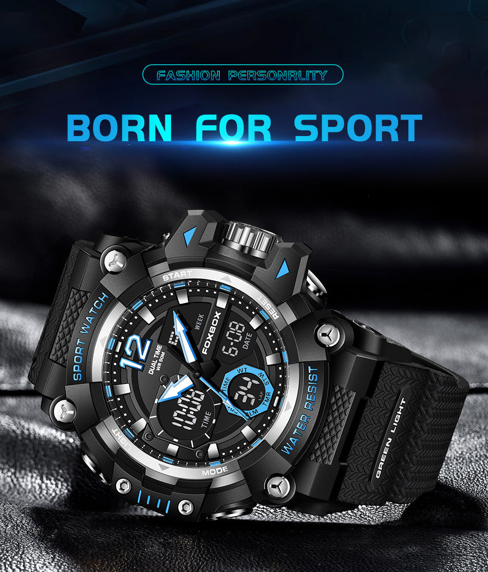 close-up of luminous sport watch face