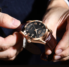 Water resistant men's watch in angled view
