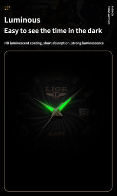 Water resistant men's watch in angled view