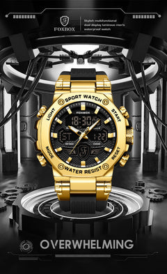 Stylish black sports watch with digital display