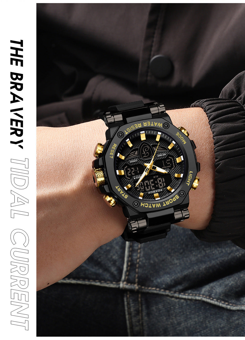 Waterproof digital sports watch front view