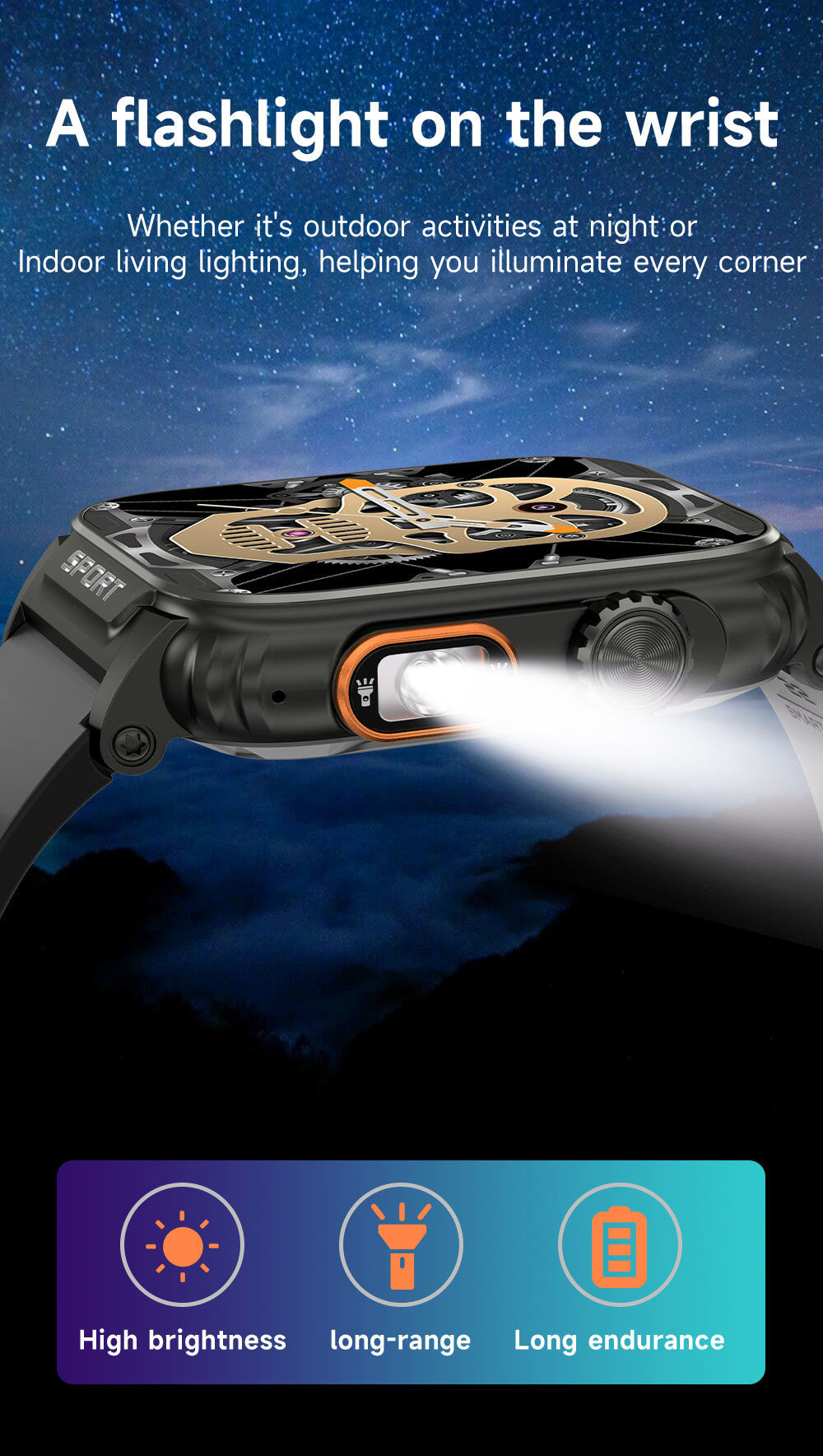 LIGE smart watch in vibrant orange