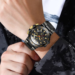 Side profile of LIGE quartz watch showing features