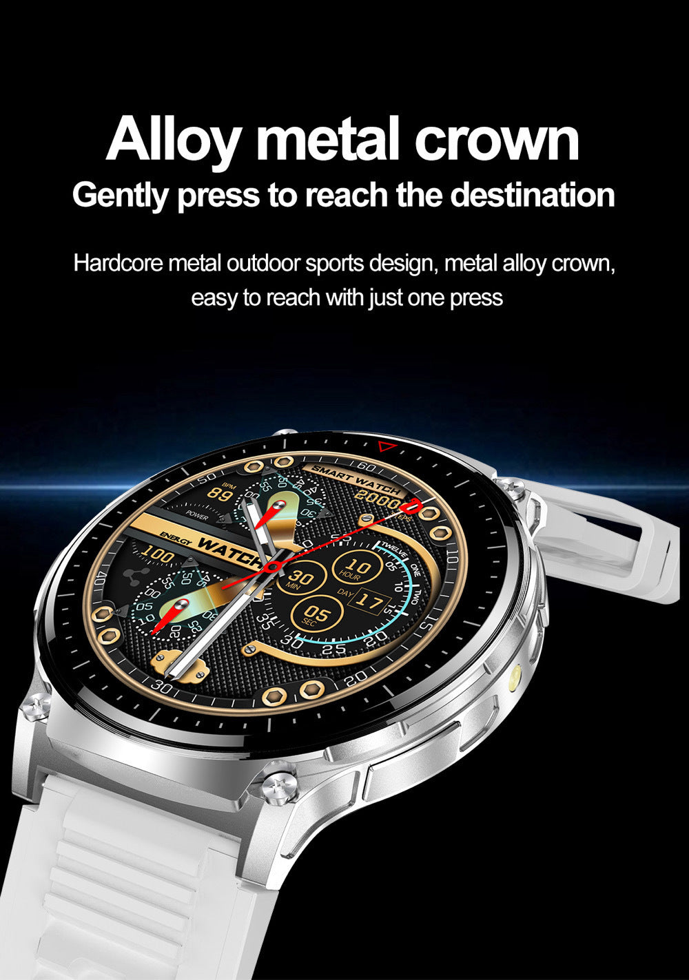 QW50 Bluetooth smartwatch side view