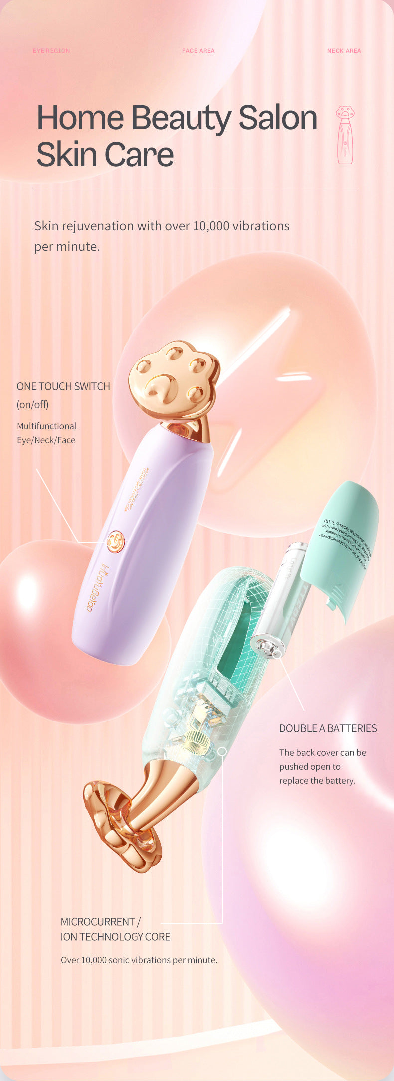 Ultrasonic Facial Massage Device side view