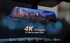 Side view of dash cam mounted on mirror