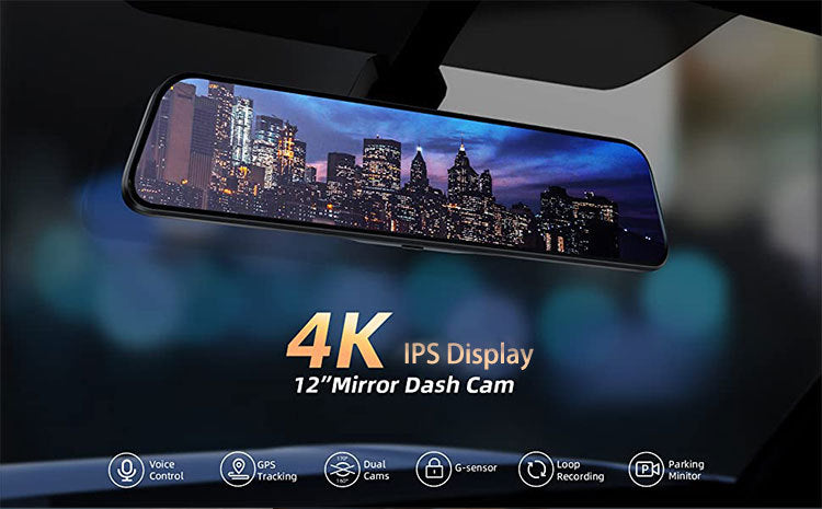 Side view of dash cam mounted on mirror