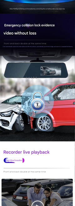 Detailed features of rear view dash cam