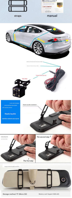 Front view showing installation of dash cam