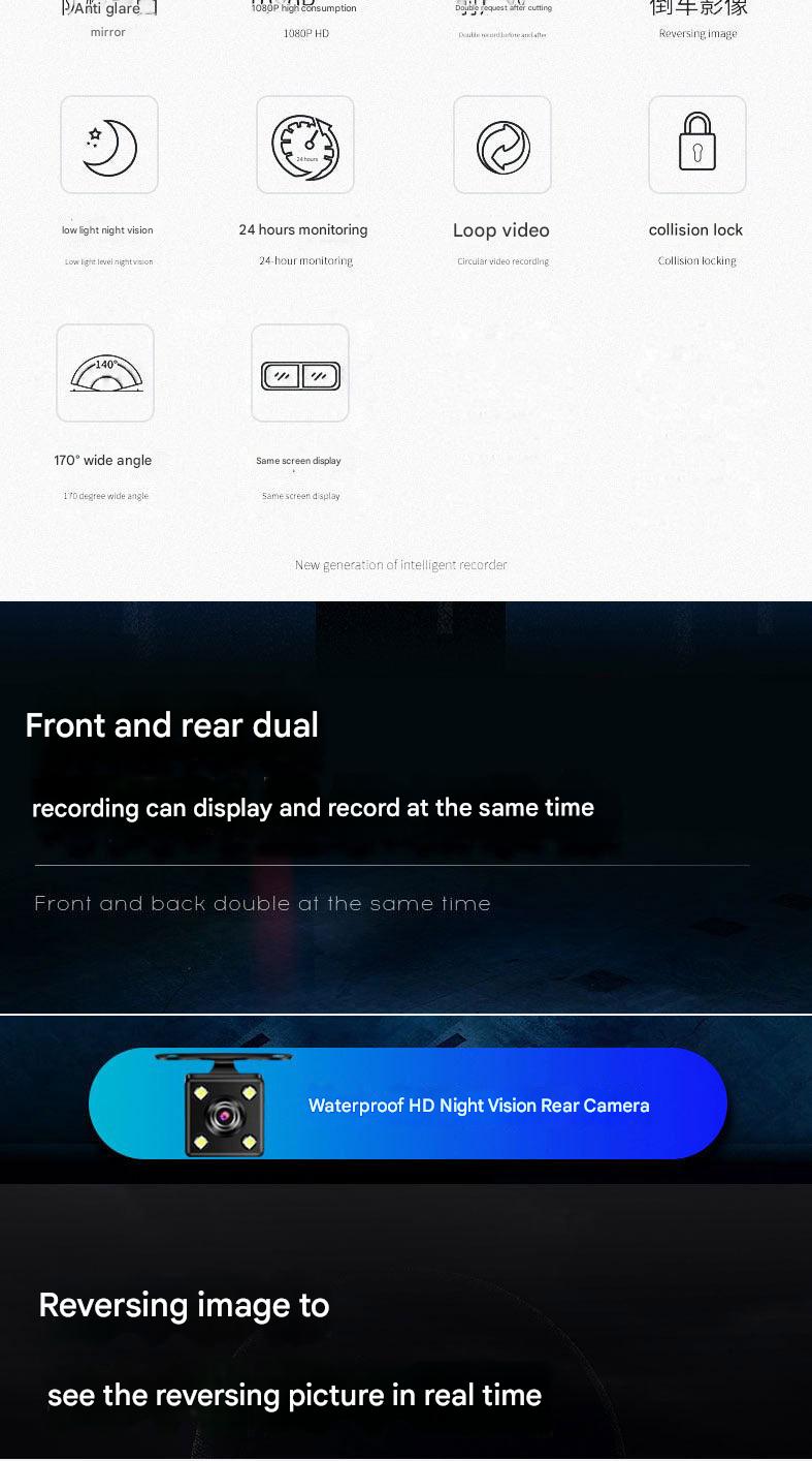Dash cam with reverse camera connection