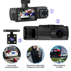 Rearview camera angle showing dash cam