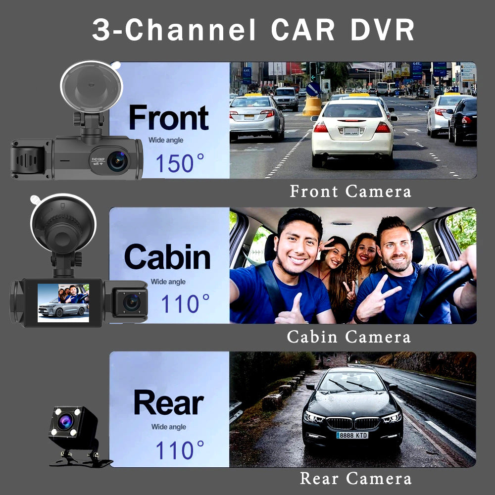 Rearview camera angle showing dash cam