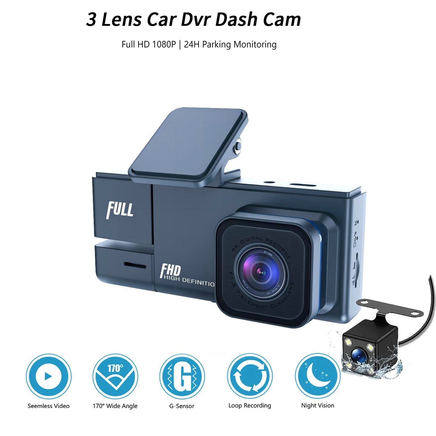Rear view angle dash cam