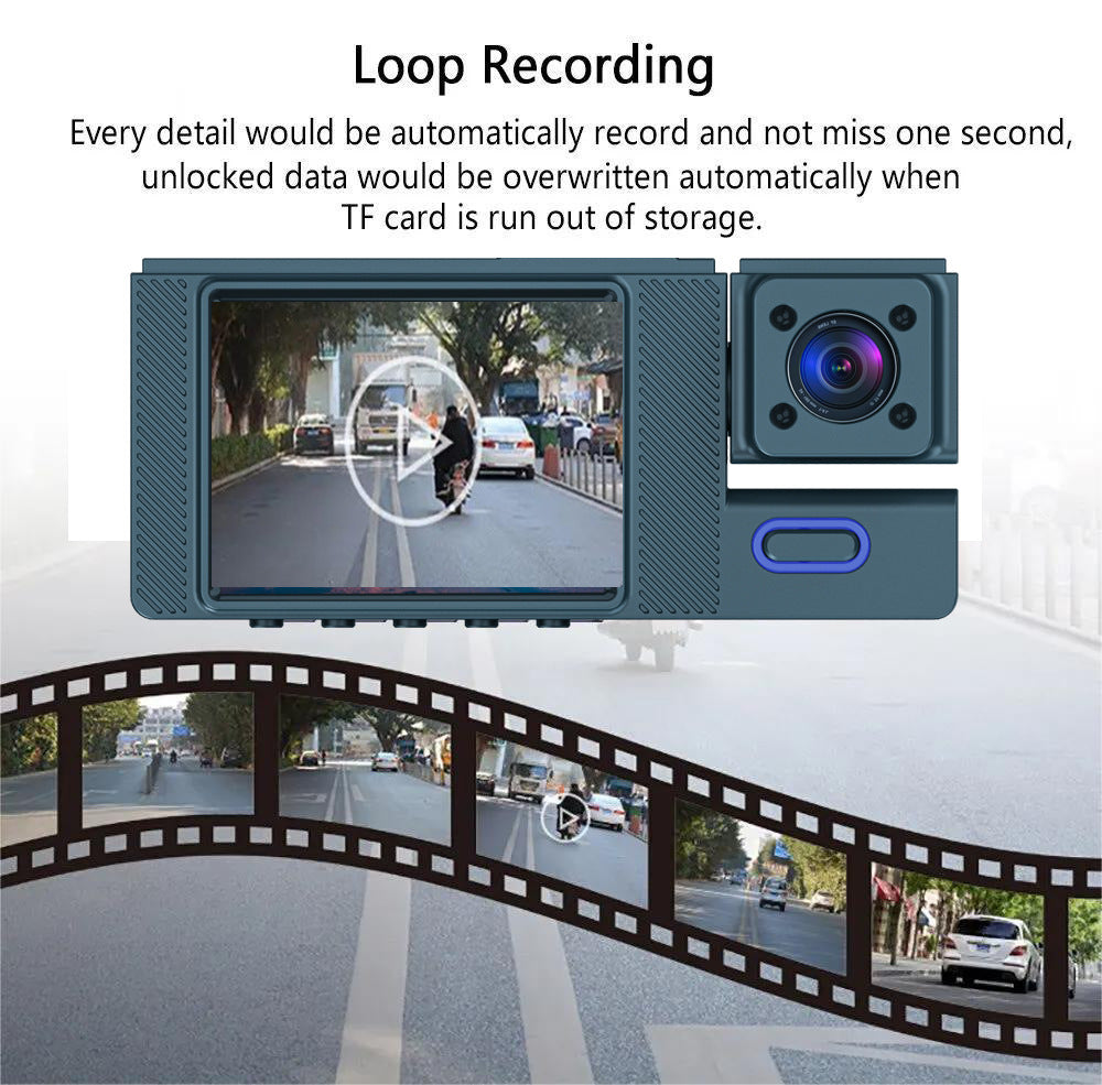 Triple lens dash cam interior view