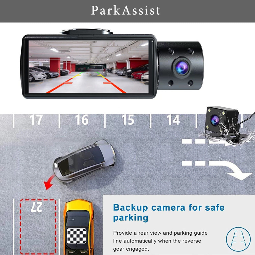Front view of 3.16 Inch HD 1080P car dash cam