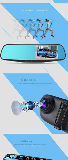 Rear view of dash cam installation