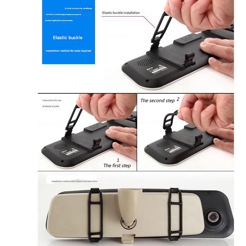 Rear view of dash cam installation
