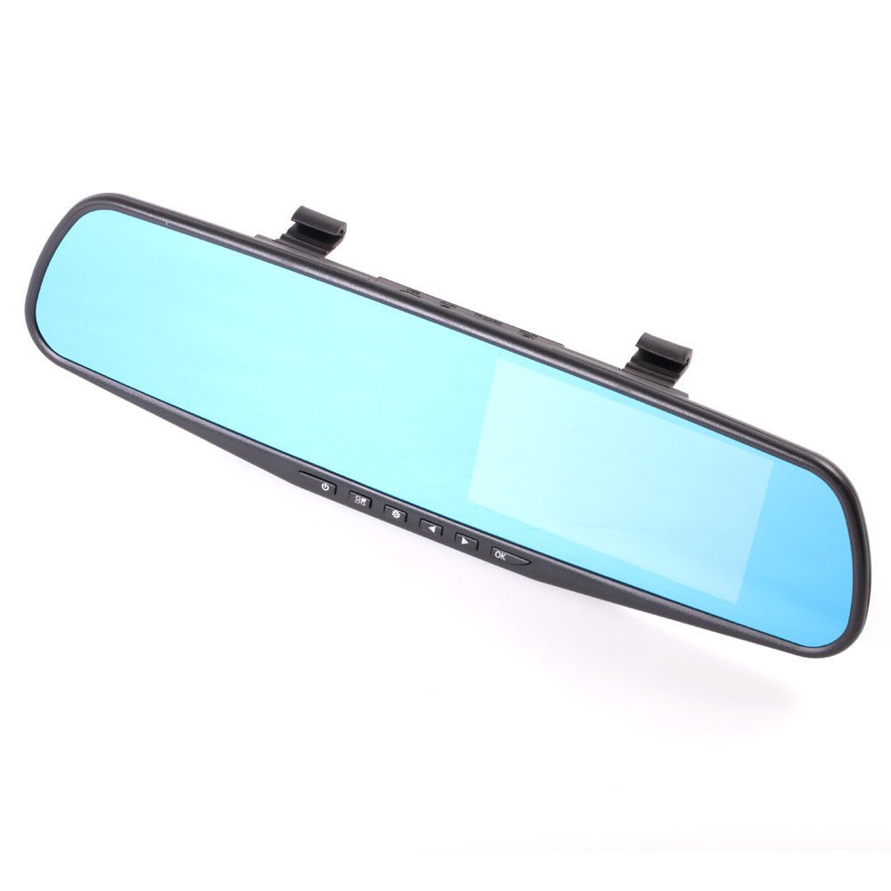 Dashboard view with car rearview mirror camera