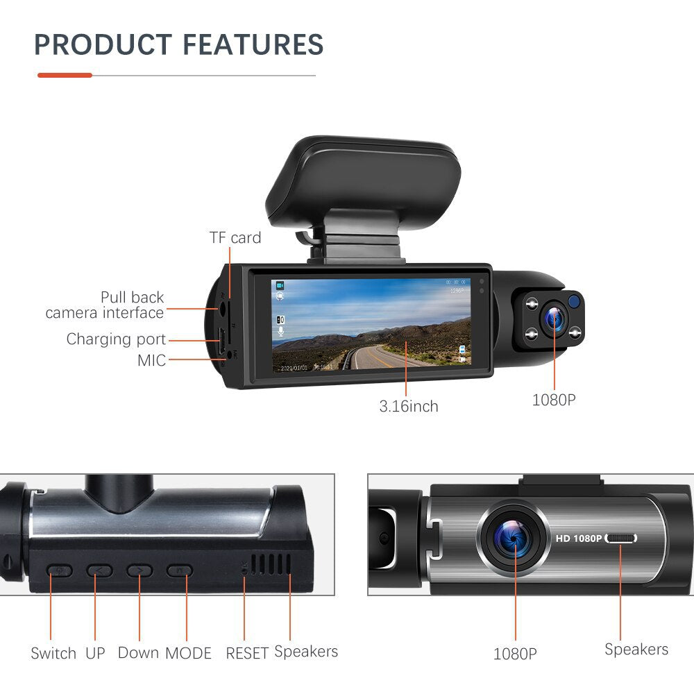 Yuecai M8 car dash cam features display
