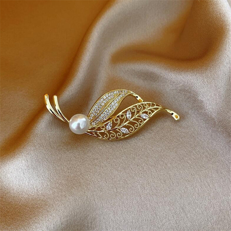 Elegant Leaf Brooch in Use