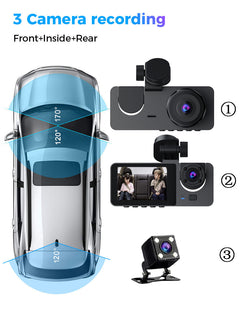 Triple Lens 1080p Dash Cam capturing front view
