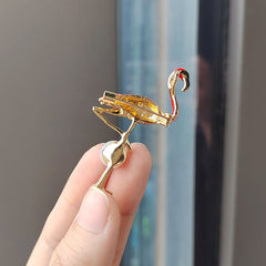 Charming Enamel Flamingo Pearl Brooch on outfit