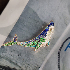Elegant whale and dolphin pin for clothing
