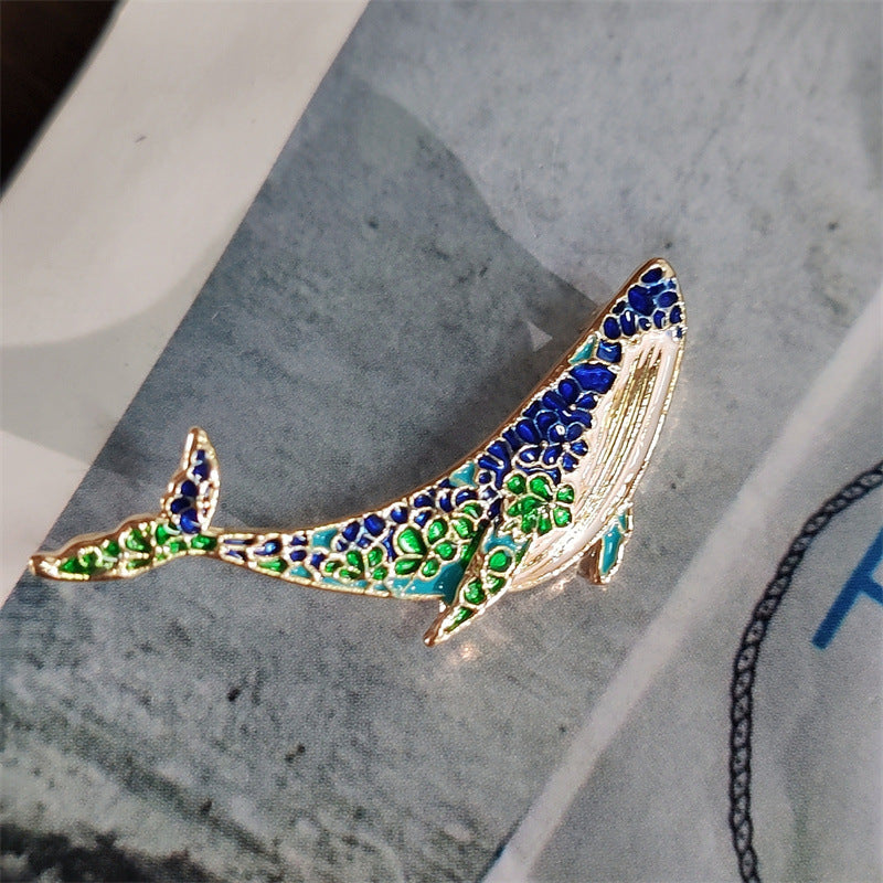 Elegant whale and dolphin pin for clothing