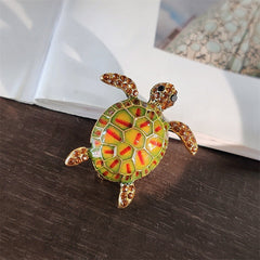 Rhinestone Turtle Pin on Fabric Image 3